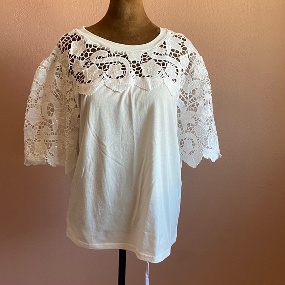 On 12th Tops - ON 12th Chic White Lace Women's Blouse